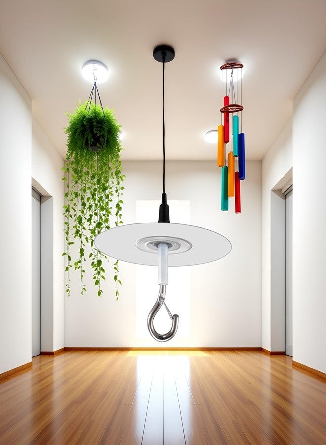 WLngtv 1Pc Silver Adhesive Ceiling Hook - Weight-Bearing Stick-On, Sticky Ceiling Hook | Drill Free Hanging with Safety Clasp, Water Resistant of Plants Chimes - Image 3
