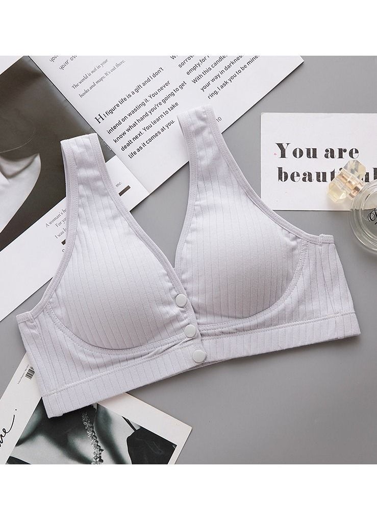 Loquat - Comfy Thin Cup Front Button Nursing Bra Pregnancy Underwear Light Grey - Image 1