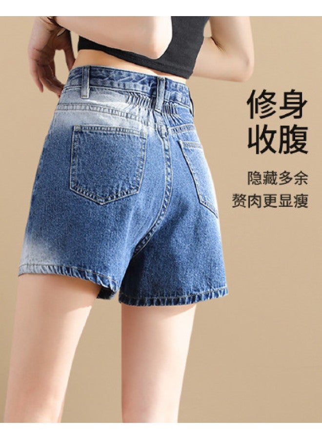 TonLion summer Thin Denim Shorts For Women - Straight Cut, Versatile, High Waist, Slimming, Trendy Korean Style Shorts - Image 1
