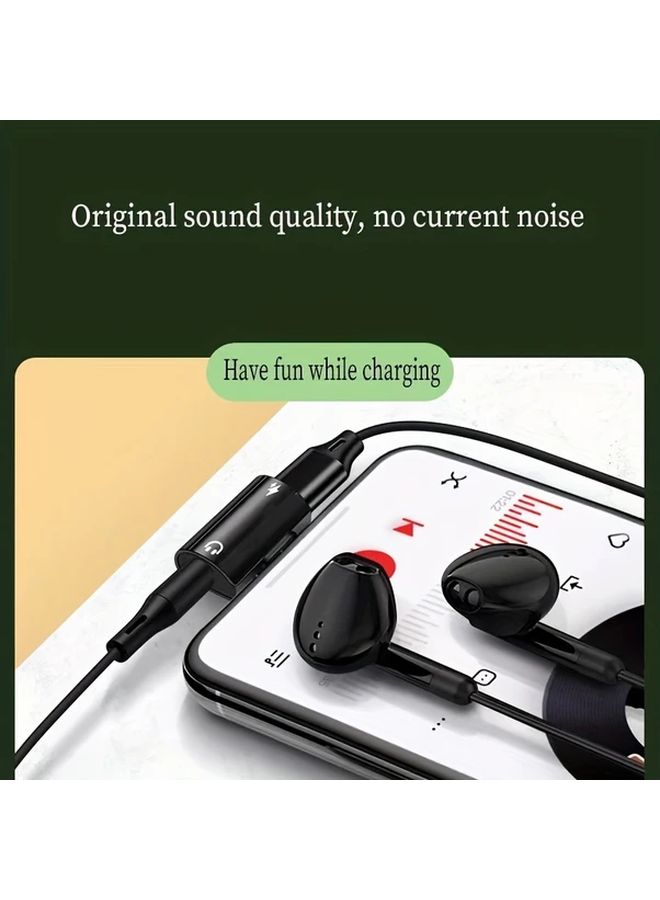 Black 2 In 1 USB C To 3 5mm Jack Adapter Fast Charging Audio Video Splitter Metal - Image 5