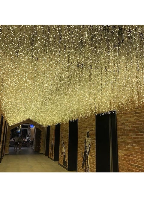 LED Icicle String Lights10M 264 LEDs Waterproof Extendable Curtain Icicle Lights Plug in Fairy String Lights Christmas Lights for Bedroom For Garden Warm White