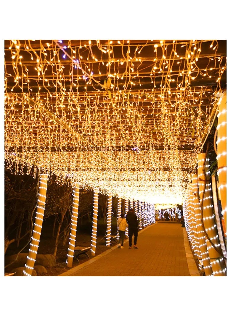 Generic - LED Icicle String Lights10M 264 LEDs Waterproof Extendable Curtain Icicle Lights Plug in Fairy String Lights Christmas Lights for Bedroom For Garden Warm White - Image 1