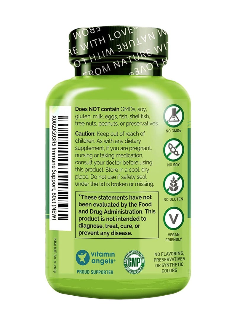 NATURELO Immune Support With Vitamin C, Elderberry, Zinc, Plus Echinacea - Formulated To Support Healthy Immune System Function-60 Vegan Capsules  - Image 2