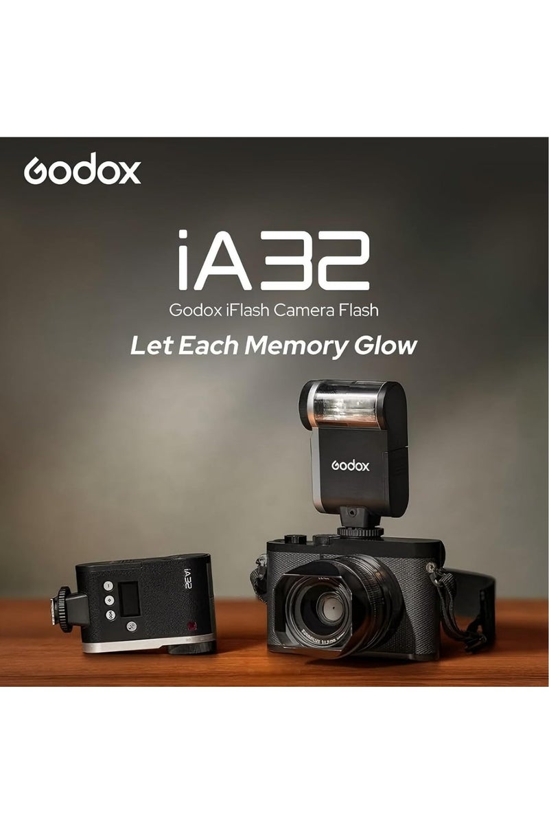 Godox iA32 Mini Camera Flash, Single Contact Hot Shoes Flash - Automatic Flash GN15, 8 Power Levels/2.5sRecycle/490 Flash Times/Auto/Manual Modes, S1/S2 Optical Control, for Canon Sony Nikon Fuji Olympus - Image 2