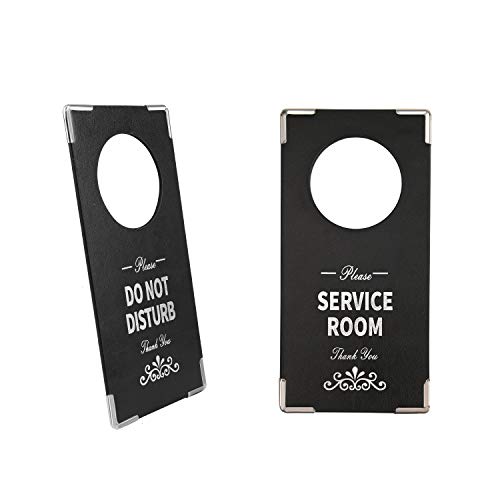 WFD.L Do Not Disturb Sign 2 Packs, 4" × 8" Please Service Room Sign For Hotel Home Office Meeting Indoor and Outdoor Use(Both Sides) - Image 1