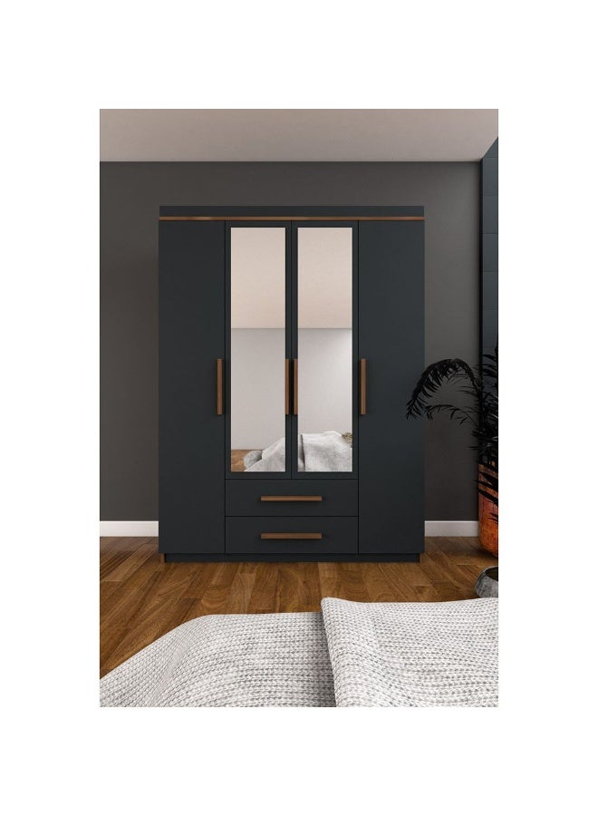 Furniture Factory Dark grey and brown 3-door MDF wardrobe - 190 x 160 x 50 cm - Image 4