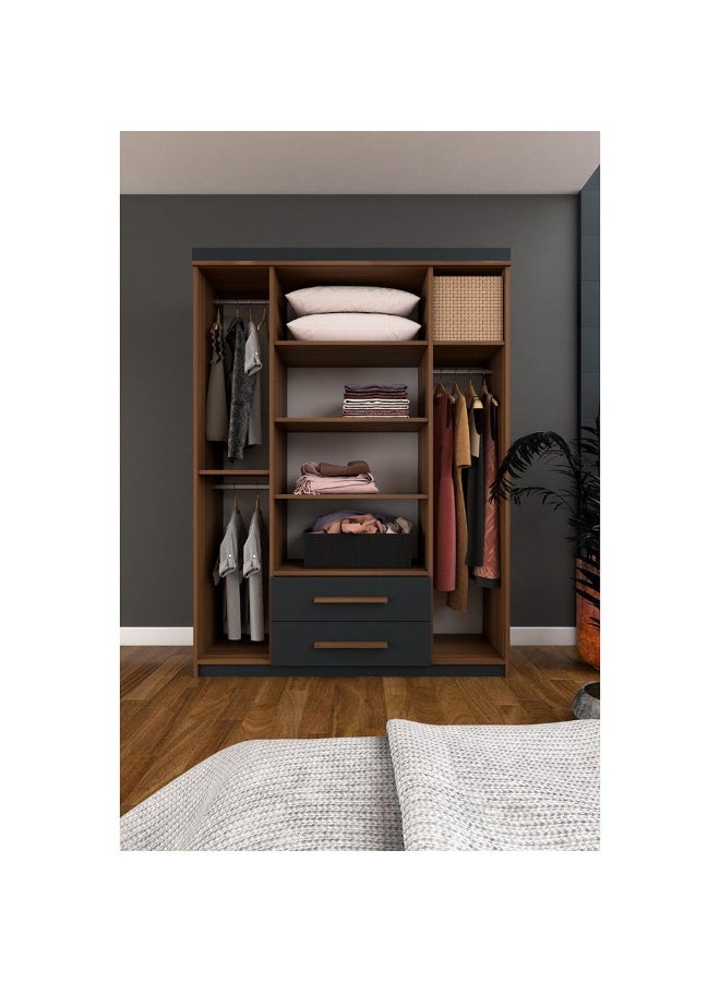 Furniture Factory Dark grey and brown 3-door MDF wardrobe - 190 x 160 x 50 cm - Image 3
