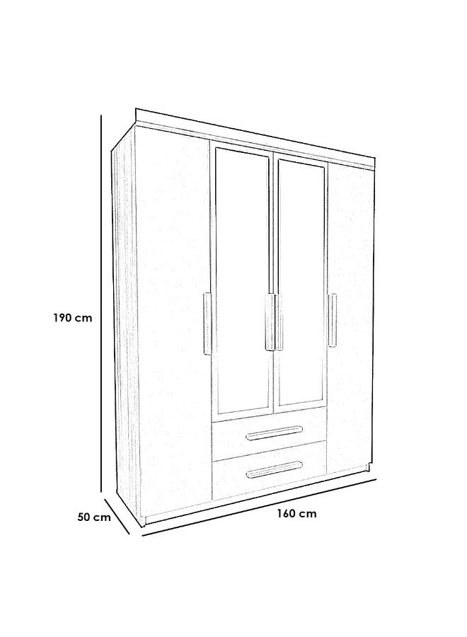 Furniture Factory Dark grey and brown 3-door MDF wardrobe - 190 x 160 x 50 cm - Image 2