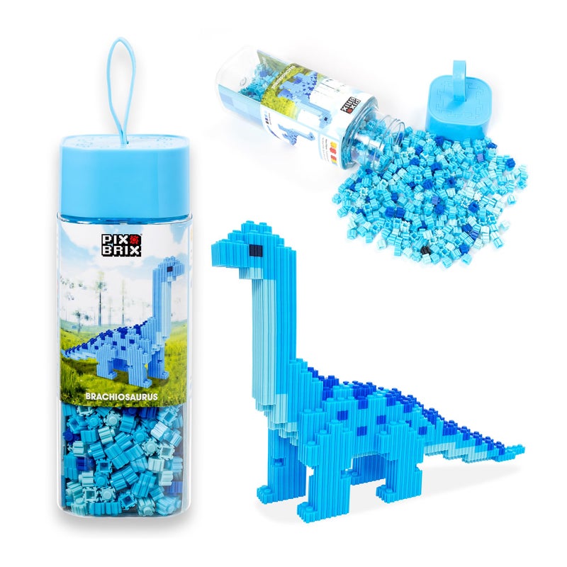 Pix Brix Pixel Art kit Puzzle Bricks Dinosaur Series Brachiosaurus Patented Building Brick Set to Recreate Your Favorite Dino Includes 808 Pieces Create 3D Builds Without Water Iron or Glue - Image 3