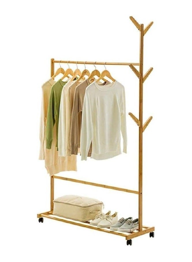 حامل ملابس خشبي لتعليق الملابس. مزود برف واحد، يتحمل وزنًا يصل إلى 35 كجم. الأبعاد: 100 سم × 145 سم × 37 سم. مصنوع من خشب الزان. - Image 2