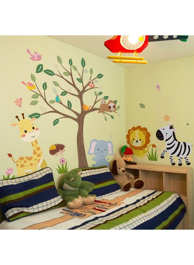 iMagitek Large Jungle Animals Tree Wall Decals Safari Animals Climbing Trees Wall Stickers Elephant Giraffe Lion Sloth Wall Stickers for Baby Nursery Kids Room Playroom Classroom 90.94" x 62.59" - Image 5