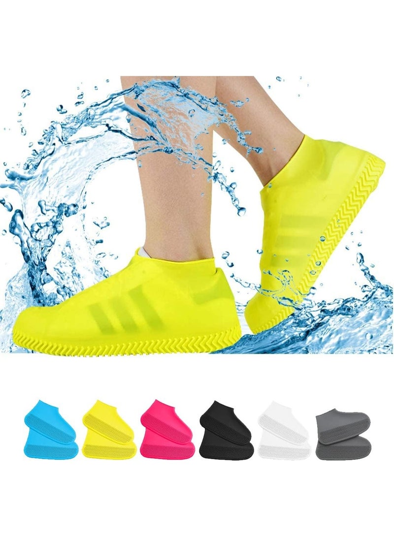Meetion Waterproof Shoe Covers, Non-Slip Water Resistant Overshoes Silicone Rubber Rain Shoe Cover Protectors for Kids, Men, Women (X-Large, Yellow) - Image 5