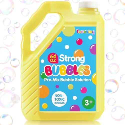 Yunaking 64 OZ Bubble Solution Refill PreMix NonToxic Bubbles for Kids Refills for Bubble Machine Wands Blowers No Mixing Needed LeakProof Bottle Solution for Bubbles Toys Parties Outdoor Events Easter - Image 1