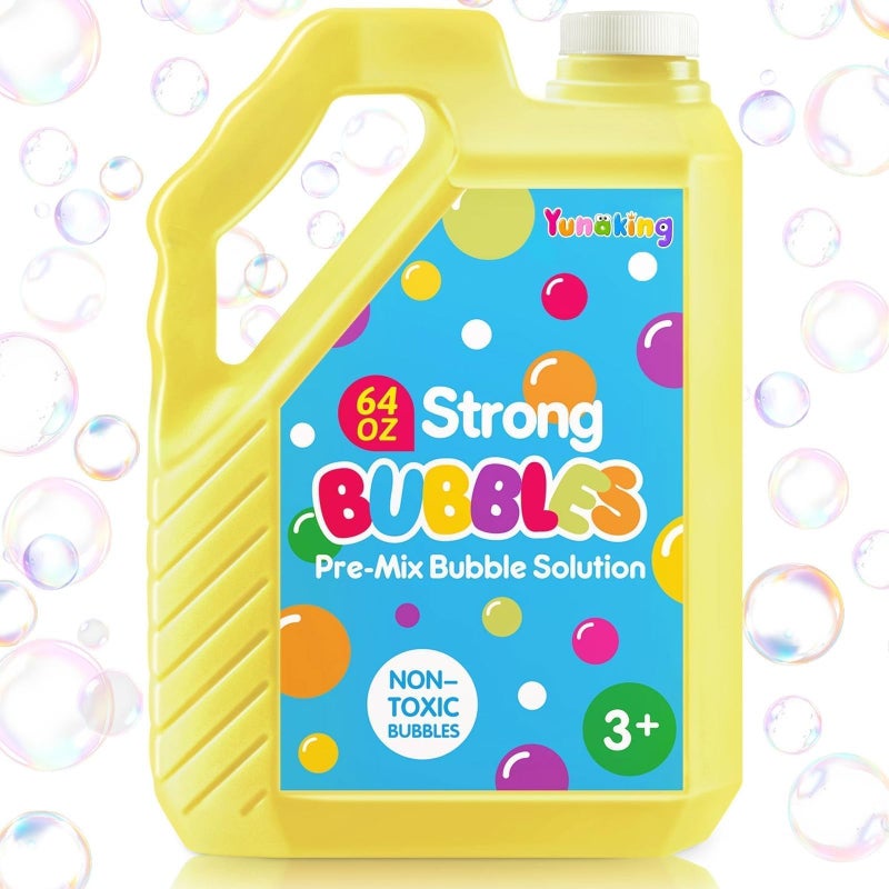 Yunaking 64 OZ Bubble Solution Refill PreMix NonToxic Bubbles for Kids Refills for Bubble Machine Wands Blowers No Mixing Needed LeakProof Bottle Solution for Bubbles Toys Parties Outdoor Events Easter - Image 3