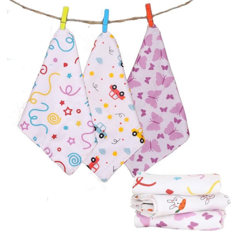 Firstblow Muslin 6 Layer Cotton Face Towels for Newborn Baby Extra Soft Hankies Reusable Napkins for Infants Toddlers/Kids | Pack of 3 - Image 1
