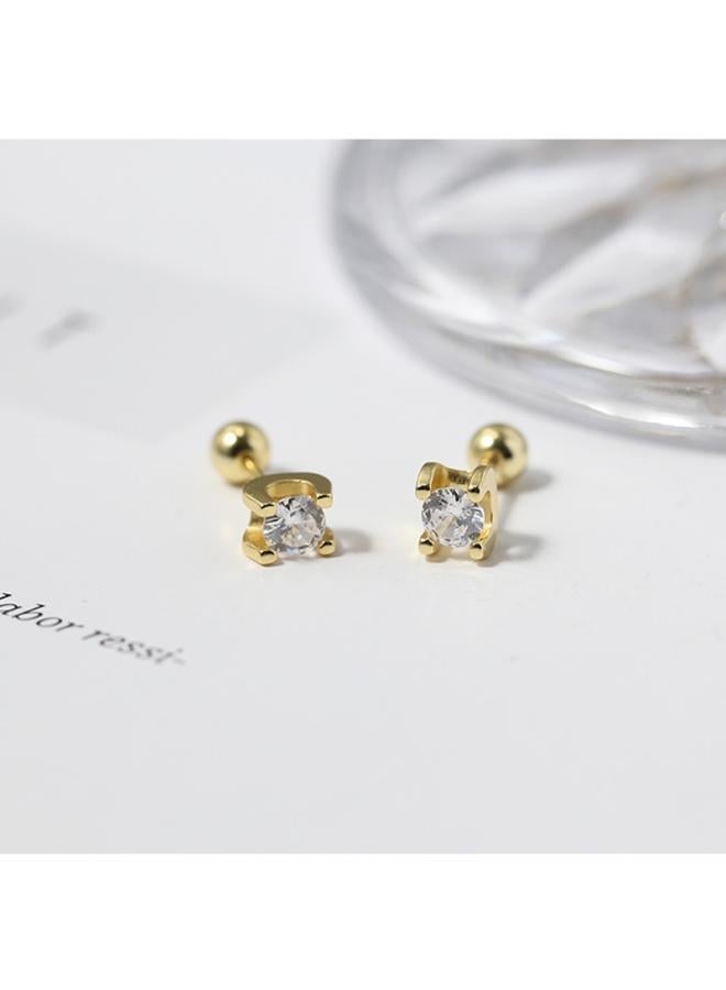 NIBEMINENT S925 Silver Small Diamond Sleeping Free Ear Nail Men's European And American Earrings Women's Personality Screws Fastening Bone 