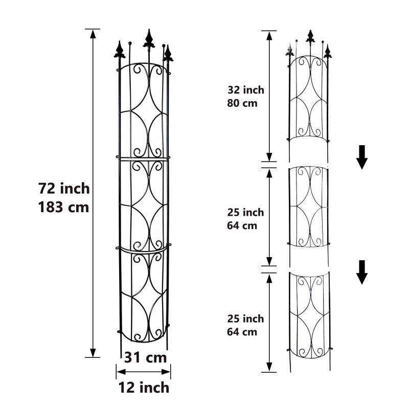 Thealyn Garden Trellis 2 Pack 72'' H x 12'' W Metal Plant Trellis Indoor/Outdoor Metal Garden Trellis Plant Trellis for Potted Plants Climbing Houseplants Flowers - Image 2
