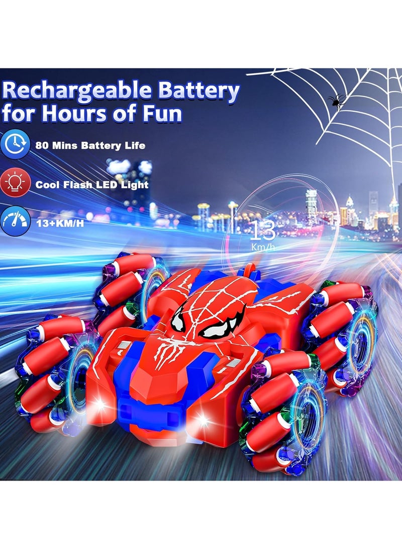 general Spider RC Car, USB Direct Charge RC Car with Cool Lights, 2.4Ghz Double Sided Drift RC Stunt Car, 360° Spinning 4WD Off-road Racing Toys for Boys and Girls 4-12 Years Old Gift - Image 2
