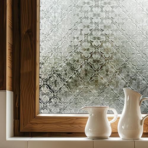 ADD.HERES 3D Stained Glass Window Film Decorative Window Privacy Film for BathroomFront DoorHome Sun Blocking Heat ControlStatic Cling Flowering CrabApple 236inch x 354inch - Image 1