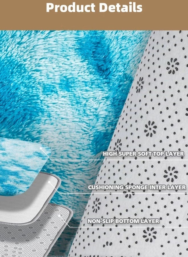Optico Soft Rug Fluffy Carpet, Tie-Dye Light Blue Shag Area Rug Non Slip Indoor Carpet Non Shedding Plush Fuzzy Carpet Plush Mat Modern Shaggy Carpet for Room Dorm Home Decor, Washable, Luxury - Image 2