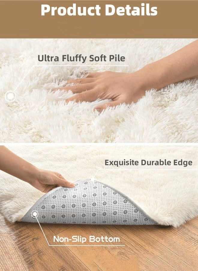 Optico Soft Rug Fluffy Carpet, Tie-Dye Light Blue Shag Area Rug Non Slip Indoor Carpet Non Shedding Plush Fuzzy Carpet Plush Mat Modern Shaggy Carpet for Room Dorm Home Decor, Washable, Luxury - Image 3