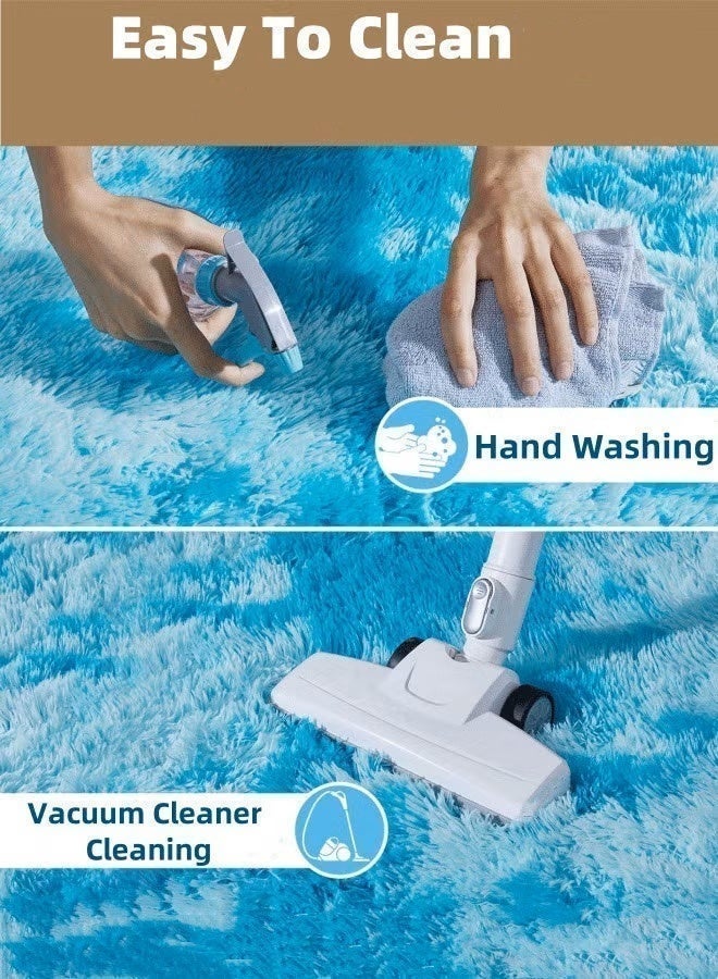 Optico Soft Rug Fluffy Carpet, Tie-Dye Light Blue Shag Area Rug Non Slip Indoor Carpet Non Shedding Plush Fuzzy Carpet Plush Mat Modern Shaggy Carpet for Room Dorm Home Decor, Washable, Luxury - Image 5