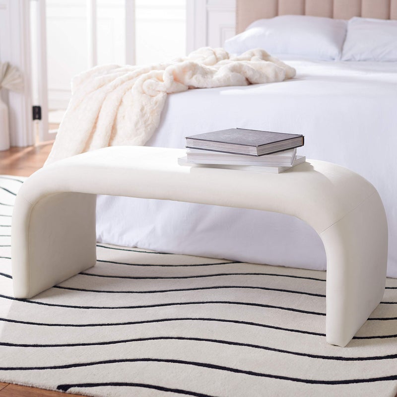 Safavieh SAFAVIEH Home Collection Tenko Modern Cream Velvet Bench Fully Assembled BCH1300A