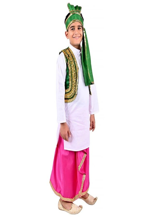 DESI ANDAAZ Punjabi Costume Dress Folk Dance Boys Set of 4(Kurta,Lungi,Jacket& Turra) Indian State Giddha Baisakhi Bhangra Dance Dress for Kids - Image 4