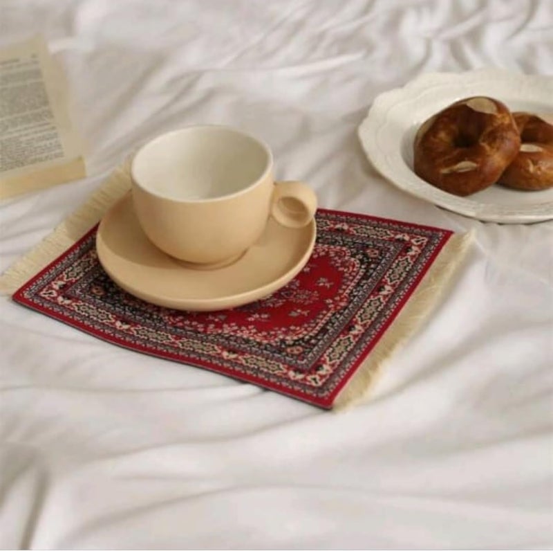 Persian Style Carpet Mouse Pad and Coffee Mat - Vintage Rug Design - Image 3