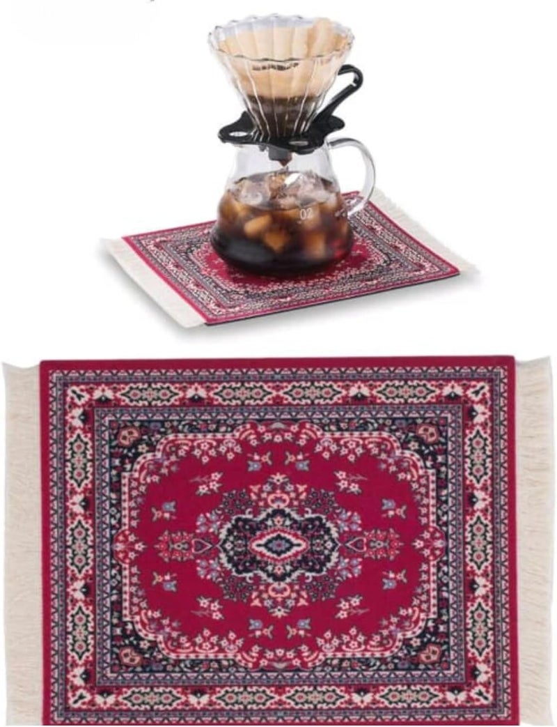 Persian Style Carpet Mouse Pad and Coffee Mat - Vintage Rug Design - Image 1