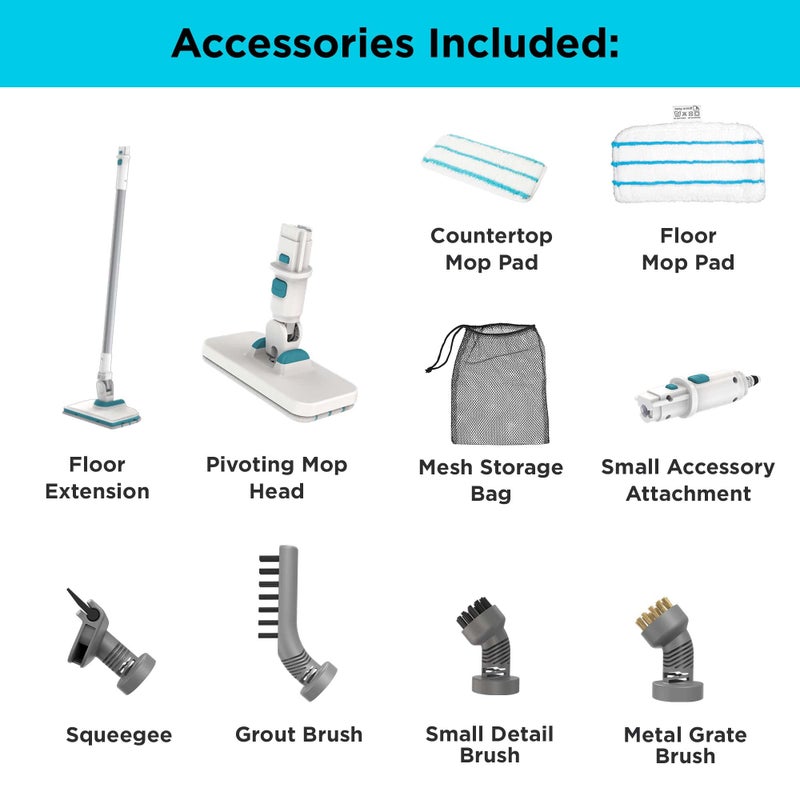 BLACK+DECKER Steam Mop, Floor and Handheld Steamer, Multi-Purpose Steam Cleaner with 6 Attachments, Corded (BHSM15FX08) - Image 2
