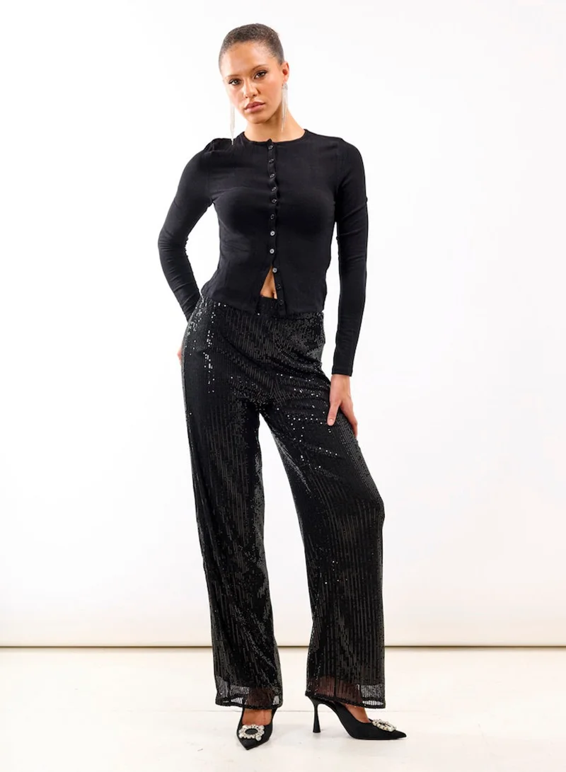 Black Jersey Sequin Trouser
