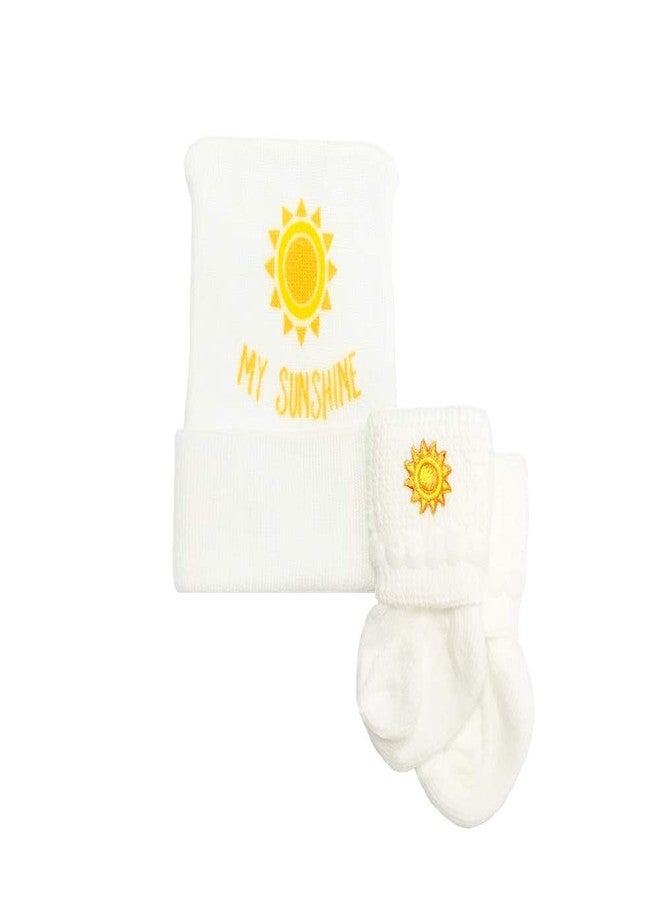 Nurses Choice Newborn Baby My Sunshine Hat & Sock Set - Yellow Infant Beanie with Matching Bubble Socks - Image 1