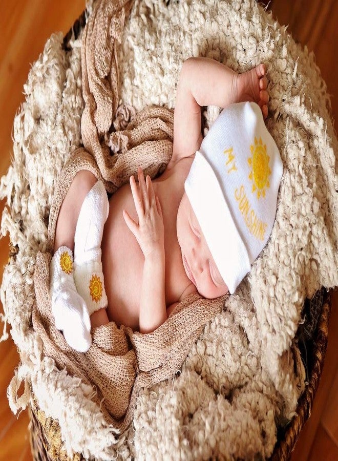 Nurses Choice Newborn Baby My Sunshine Hat & Sock Set - Yellow Infant Beanie with Matching Bubble Socks - Image 2