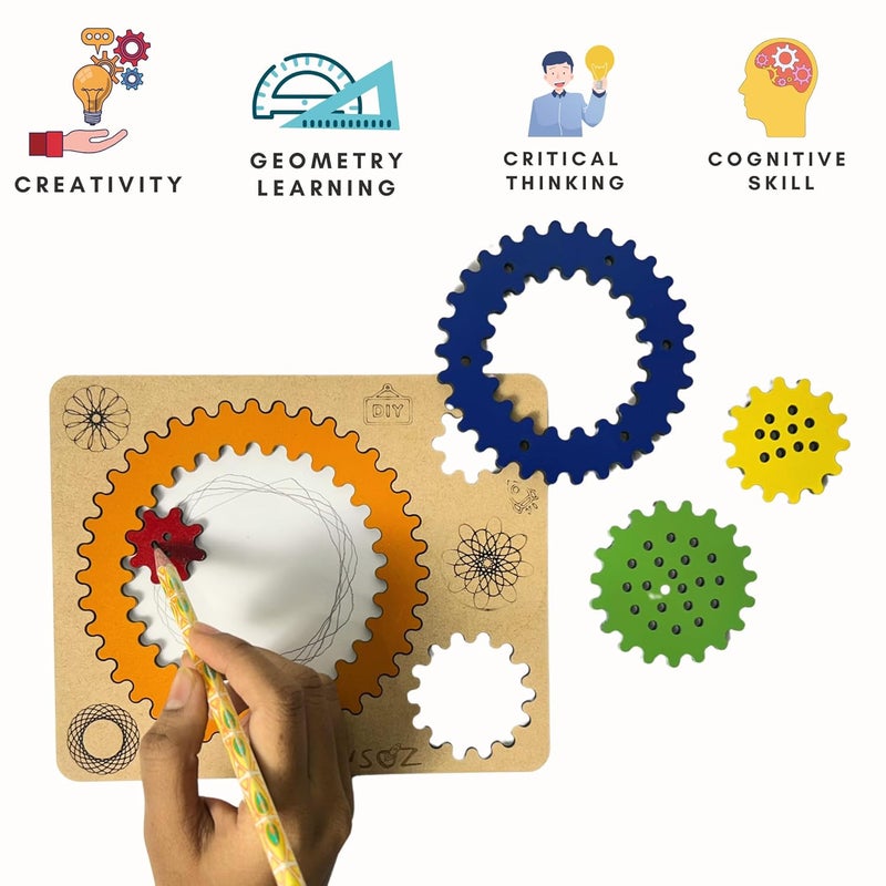 Ansoz Wooden Spirograph Art Kit - Fun Creative Drawing Set for KidsWooden Spirograph Art Kit - Fun Creative Drawing Set for Kids - Image 2
