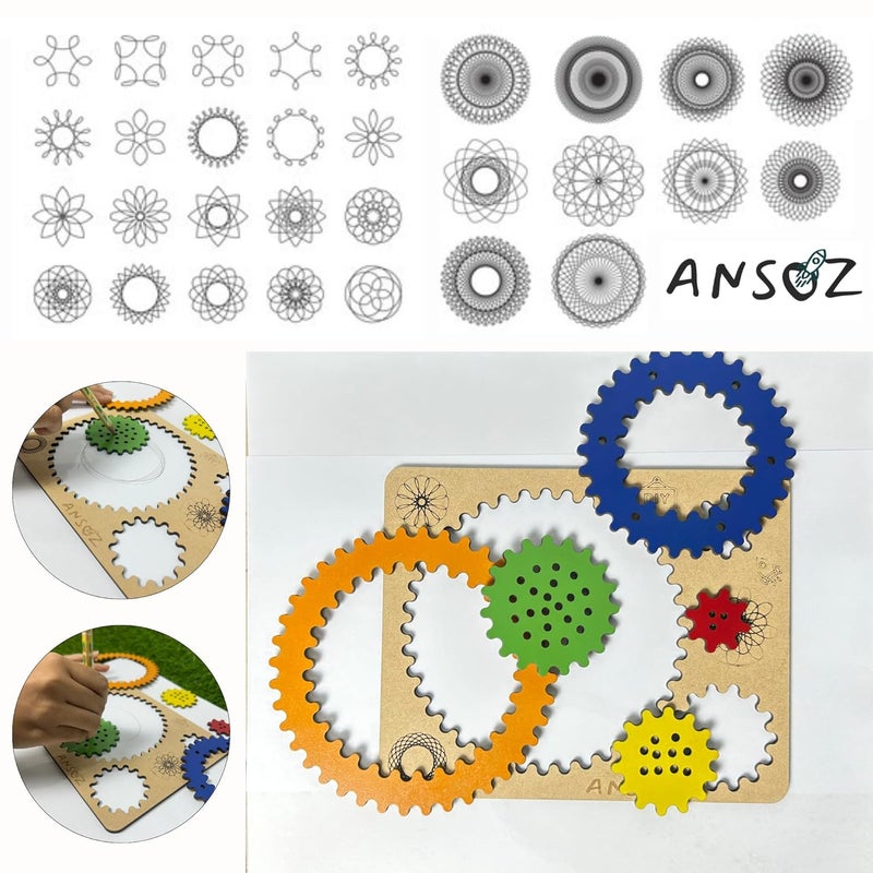 Ansoz Wooden Spirograph Art Kit - Fun Creative Drawing Set for KidsWooden Spirograph Art Kit - Fun Creative Drawing Set for Kids - Image 3