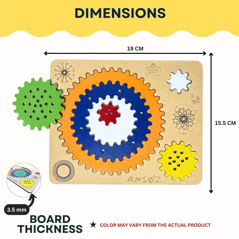 Ansoz Wooden Spirograph Art Kit - Fun Creative Drawing Set for KidsWooden Spirograph Art Kit - Fun Creative Drawing Set for Kids - Image 5