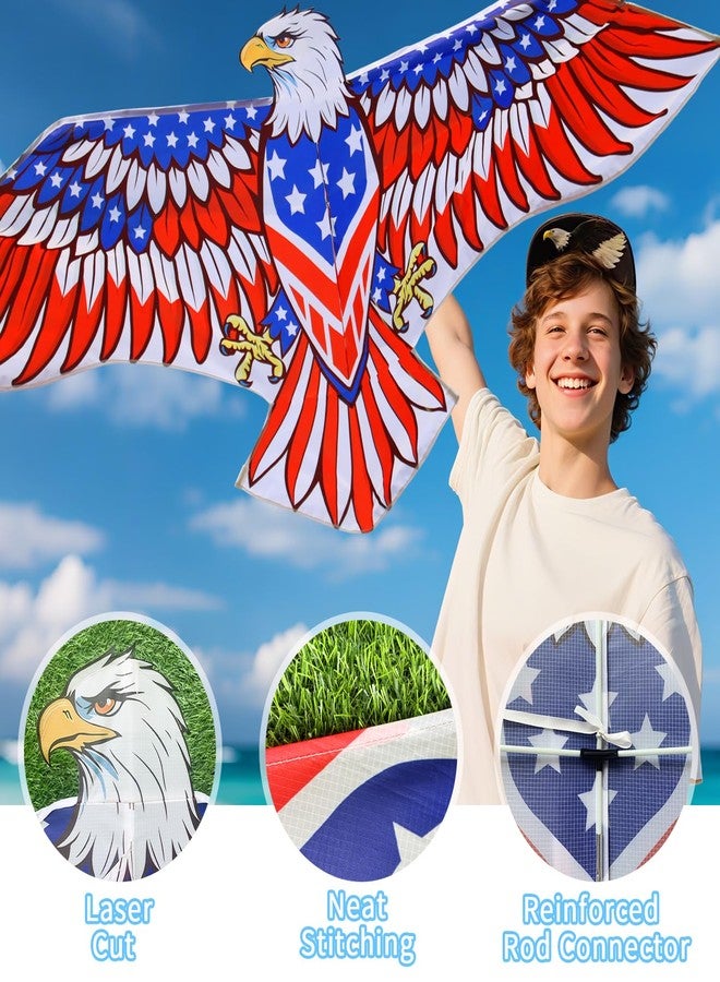 Xida Kite Xida Patriotic Eagle Kites for Adults & Kids Easy to Fly, Large Kite for Adults, Perfect for Beginner, Beach, Park & Outdoor Activities - Image 5