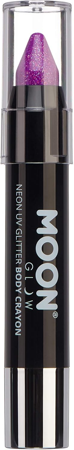 Moon Glow Neon UV Glitter Face Paint Stick Body Crayon makeup for the Face Body Purple Glows brightly under UV lighting