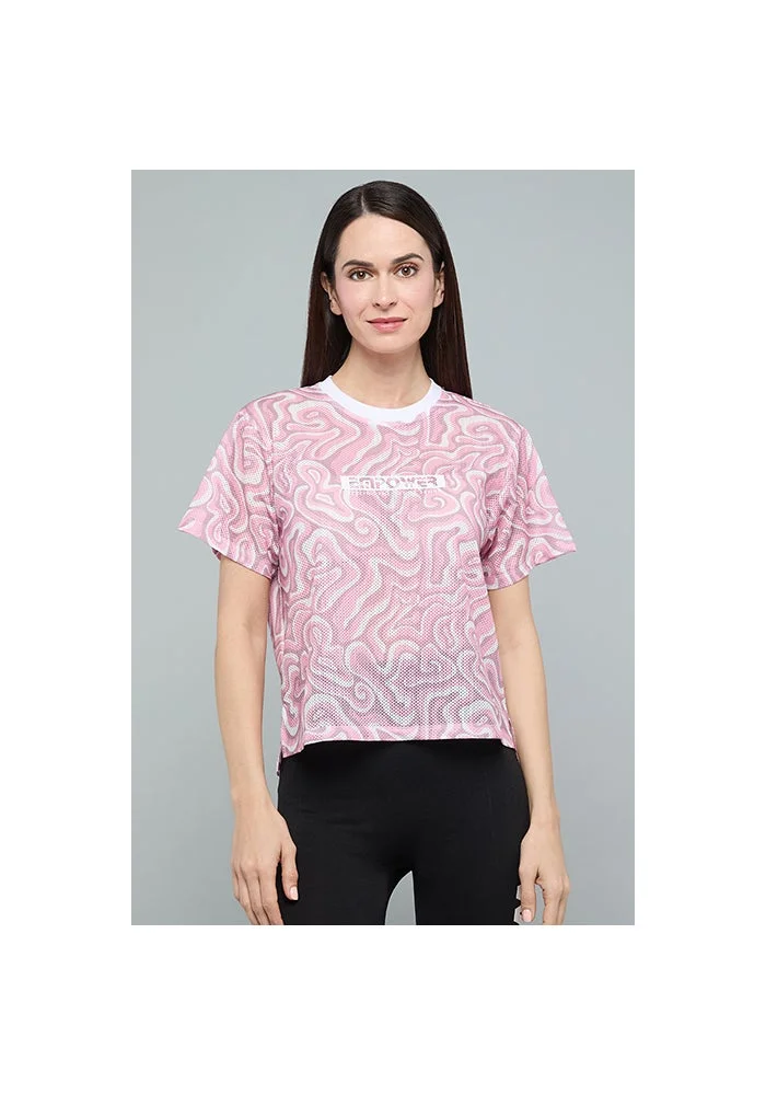 R&b Patterned T-Shirt with Crew Neck and Short Sleeves