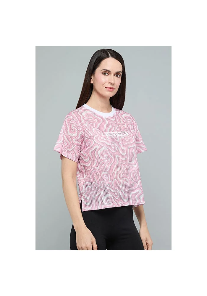 R&b Patterned T-Shirt with Crew Neck and Short Sleeves
