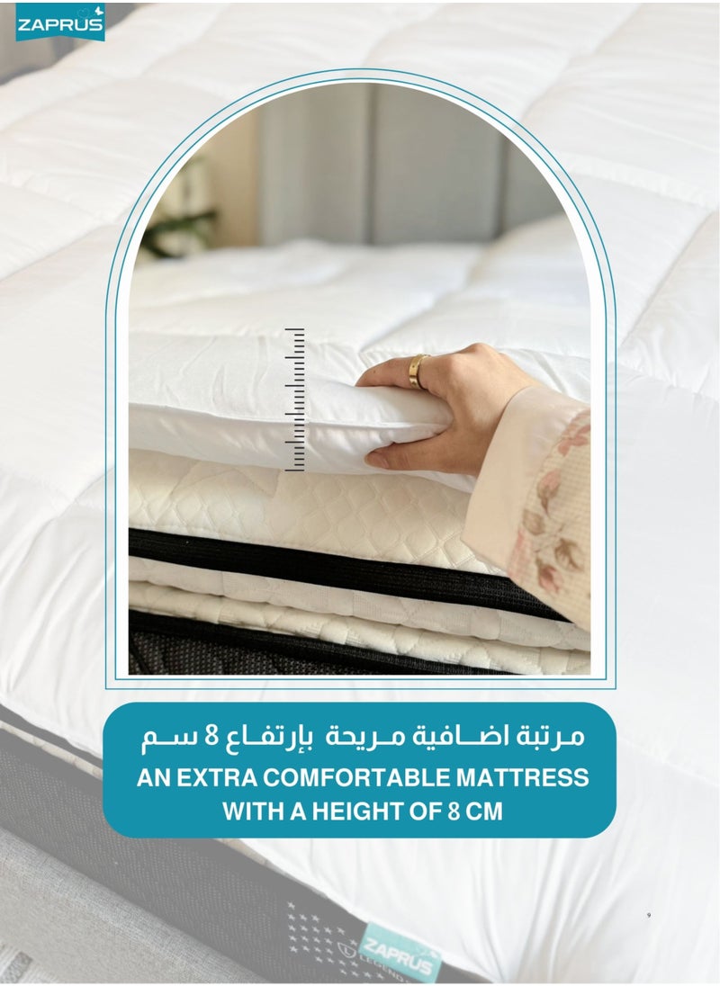Zaprus Mattress Topper Bundle Pack – Quilted Mattress Topper with Microfiber Filling, 2 Soft Pillows (75x50 cm) Ultimate Comfort for Your Bedroom  - Image 5