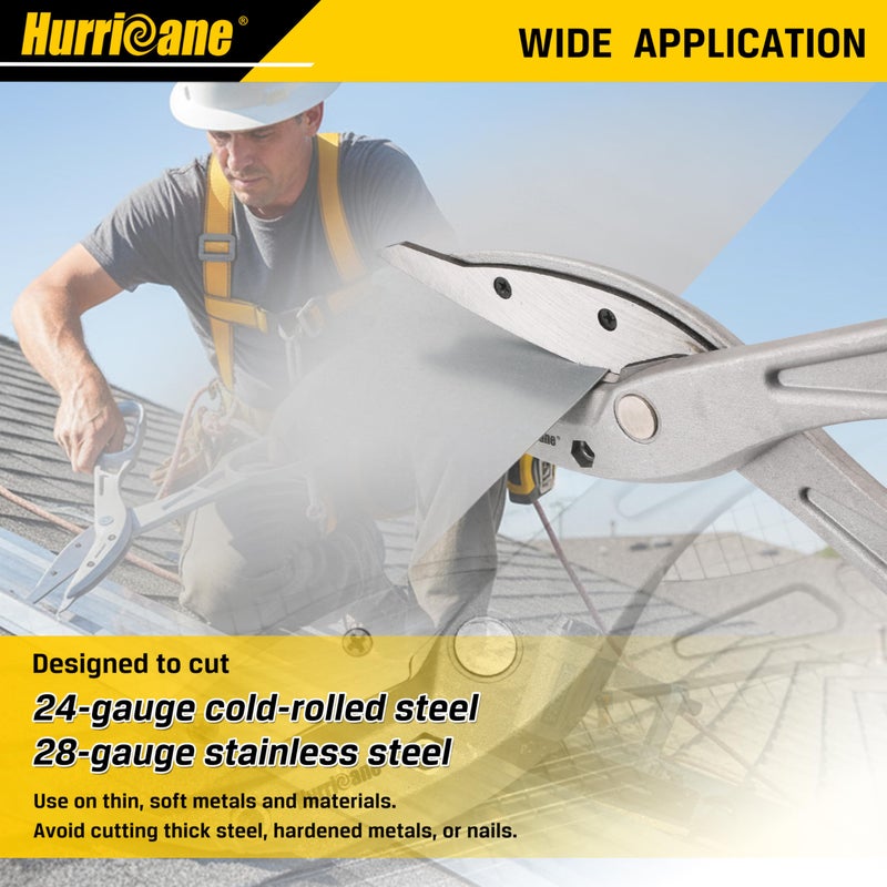 HURRICANE 12 Inch Aluminum Tin Snips with Replaceable Blades. Lightweight Straight Cutting Metal Cutters for HVAC, Sheet Metal & Vinyl Siding. Aluminum Tinner Shears with Large Handles - Image 4
