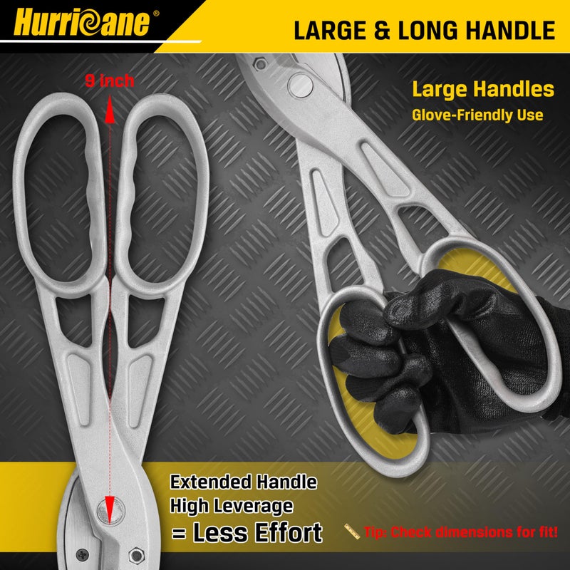 HURRICANE 12 Inch Aluminum Tin Snips with Replaceable Blades. Lightweight Straight Cutting Metal Cutters for HVAC, Sheet Metal & Vinyl Siding. Aluminum Tinner Shears with Large Handles - Image 5