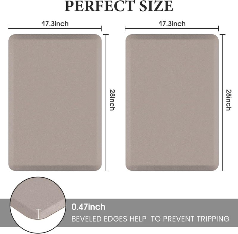 HappyTrends 2 PCS Kitchen Mat Cushioned Anti-Fatigue Floor Mat, Heavy Duty Ergonomic Comfort Foam Standing Mat, Waterproof Non-Slip Kitchen Rugs for Home, Office, Laundry,Khaki - Image 2