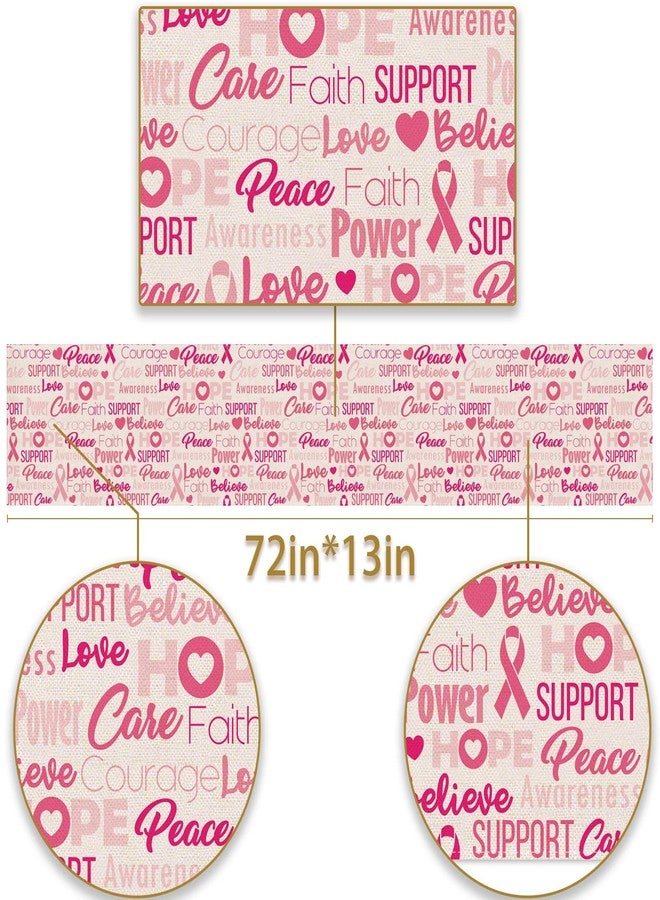 Pudodo Breast Cancer Awareness Table Runner Pink Ribbon Hope Faith Courage Support Kitchen Dining Room Fireplace Home Decoration - Image 2