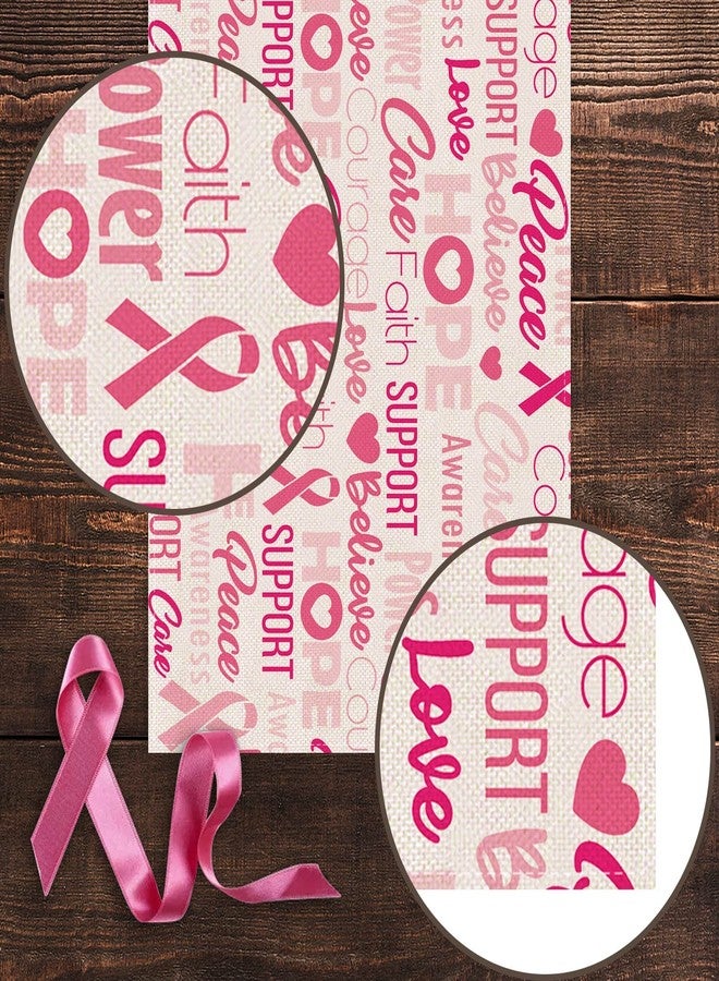 Pudodo Breast Cancer Awareness Table Runner Pink Ribbon Hope Faith Courage Support Kitchen Dining Room Fireplace Home Decoration - Image 5