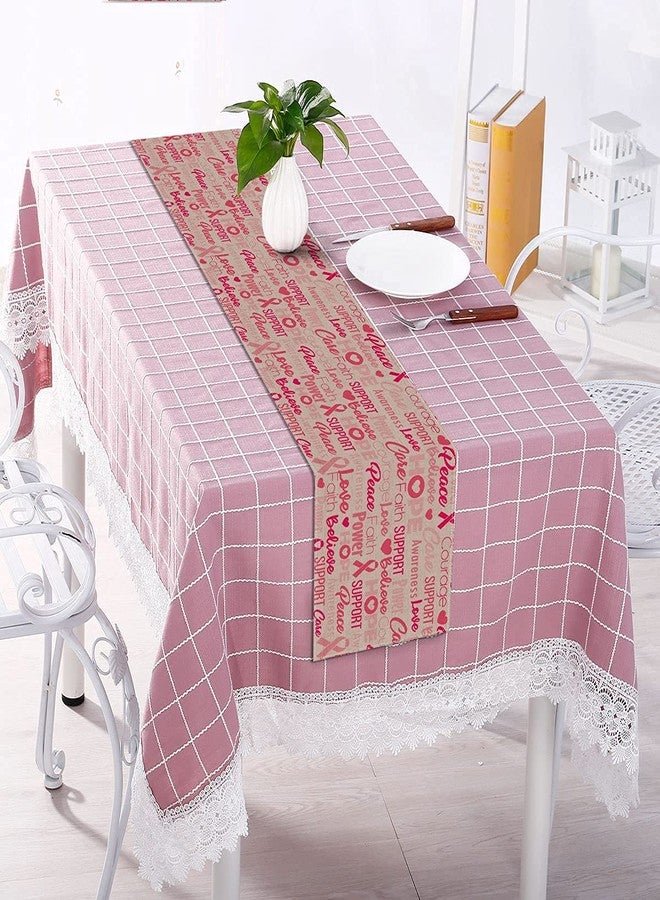 Pudodo Breast Cancer Awareness Table Runner Pink Ribbon Hope Faith Courage Support Kitchen Dining Room Fireplace Home Decoration - Image 4