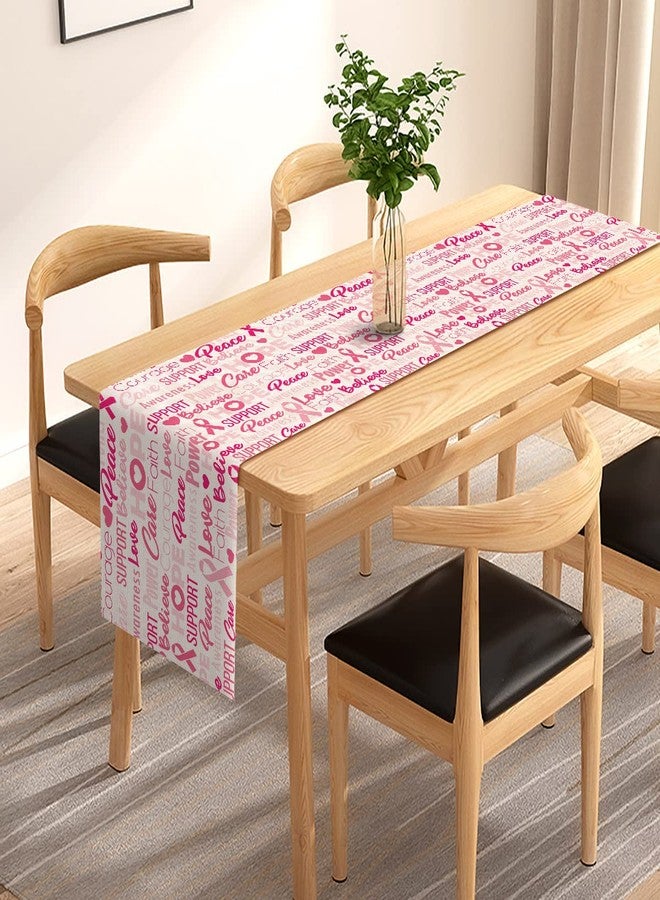 Pudodo Breast Cancer Awareness Table Runner Pink Ribbon Hope Faith Courage Support Kitchen Dining Room Fireplace Home Decoration - Image 3