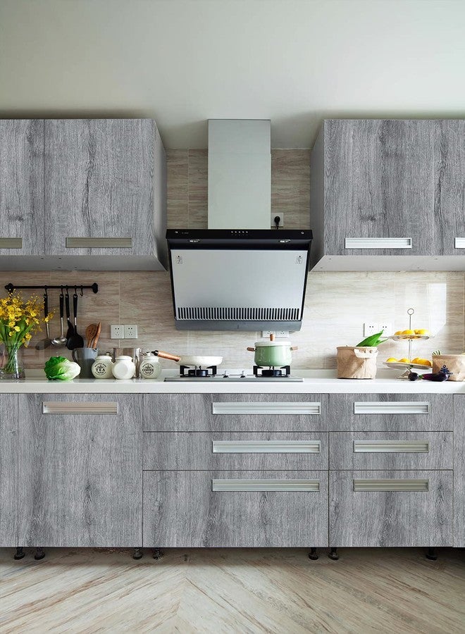Ismoon Wood Wallpaper 17.7"x196"Light Grey Wood Peel and Stick Wallpaper Gray Wood Contact Paper Removable Wallpaper Self-Adhesive Wood Grain Faux Furniture Film Roll Desk Table Wall Cabinet Shelf Draw - Image 3